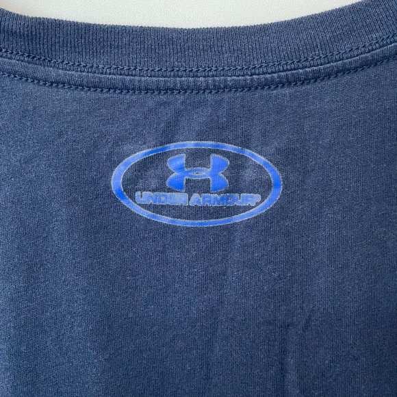 Under Armour Mens Size XL Loose Heatgear Short Sleeve Shirt Blue Graphic Print - Picture 9 of 11